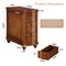 Dark Brown Wood Rectangular Side Table with 3 Drawers and Storage